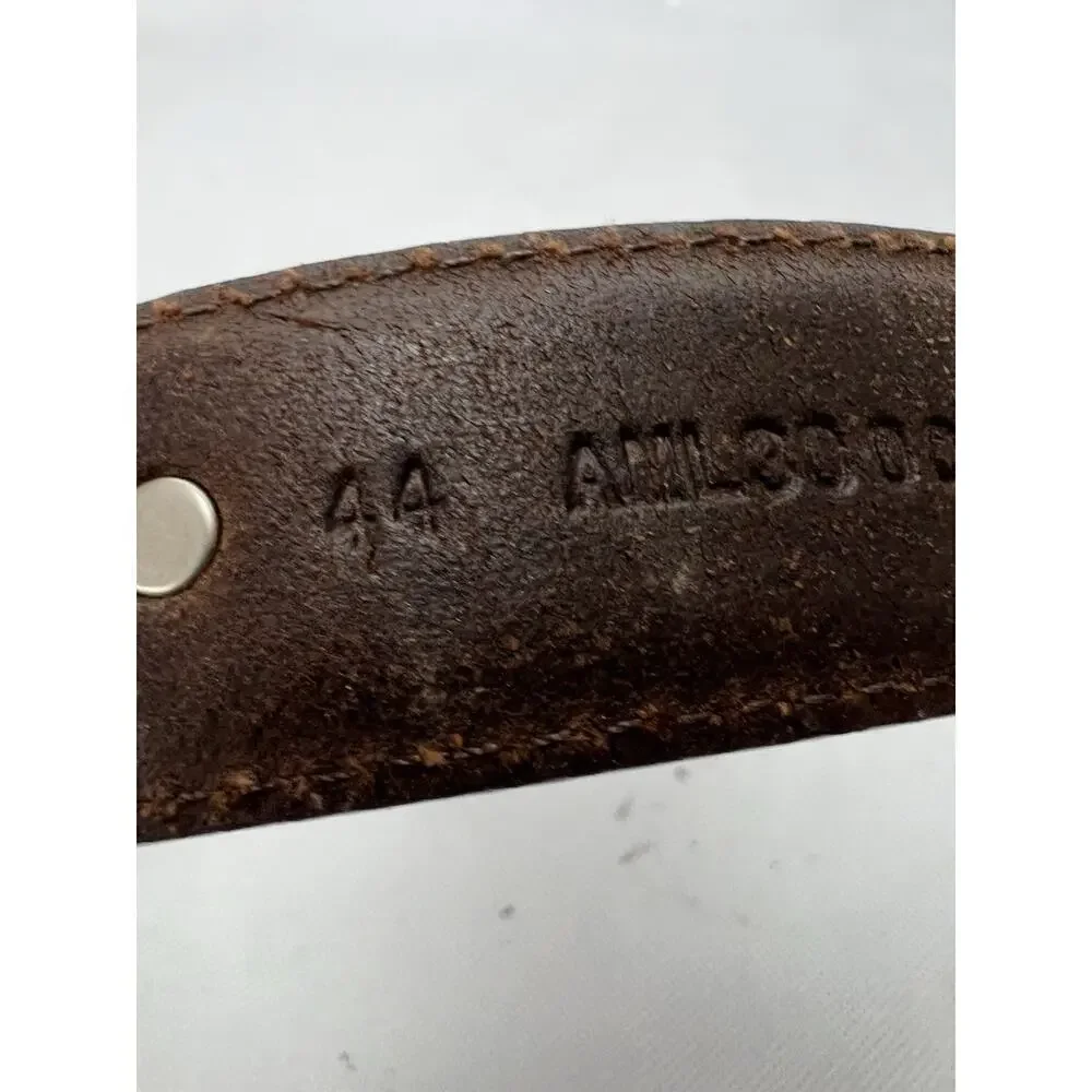 Mens Brown Leather Golf Belt Golf Swing Buckle Club Medallions Size 44